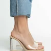 Stradivarius Vinyl High - Mules À Talons - Nude