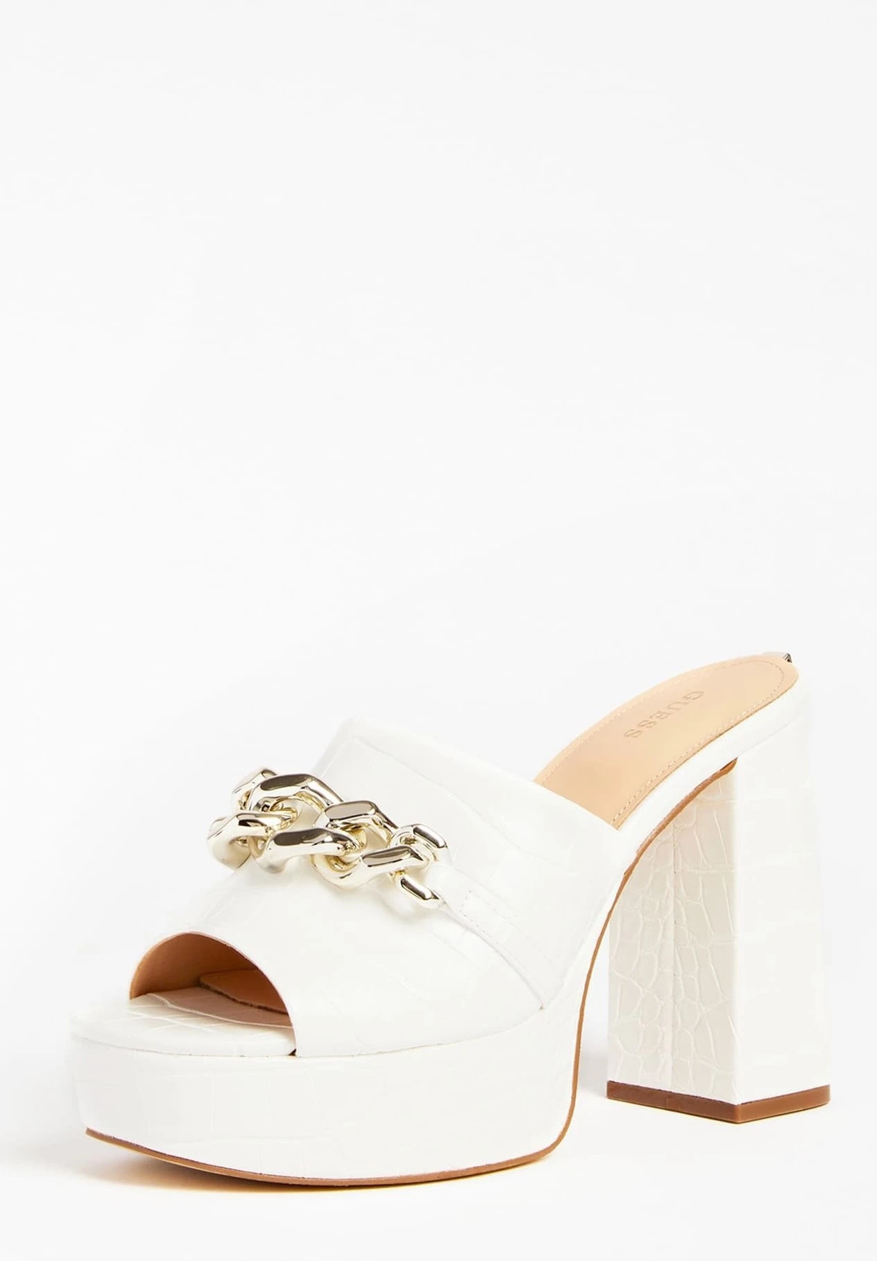 Guess Xanthe Kroko-Print - Mules À Talons - Weiß 2 Guess Xanthe Kroko-Print - Mules À Talons - Weiß – Image 2